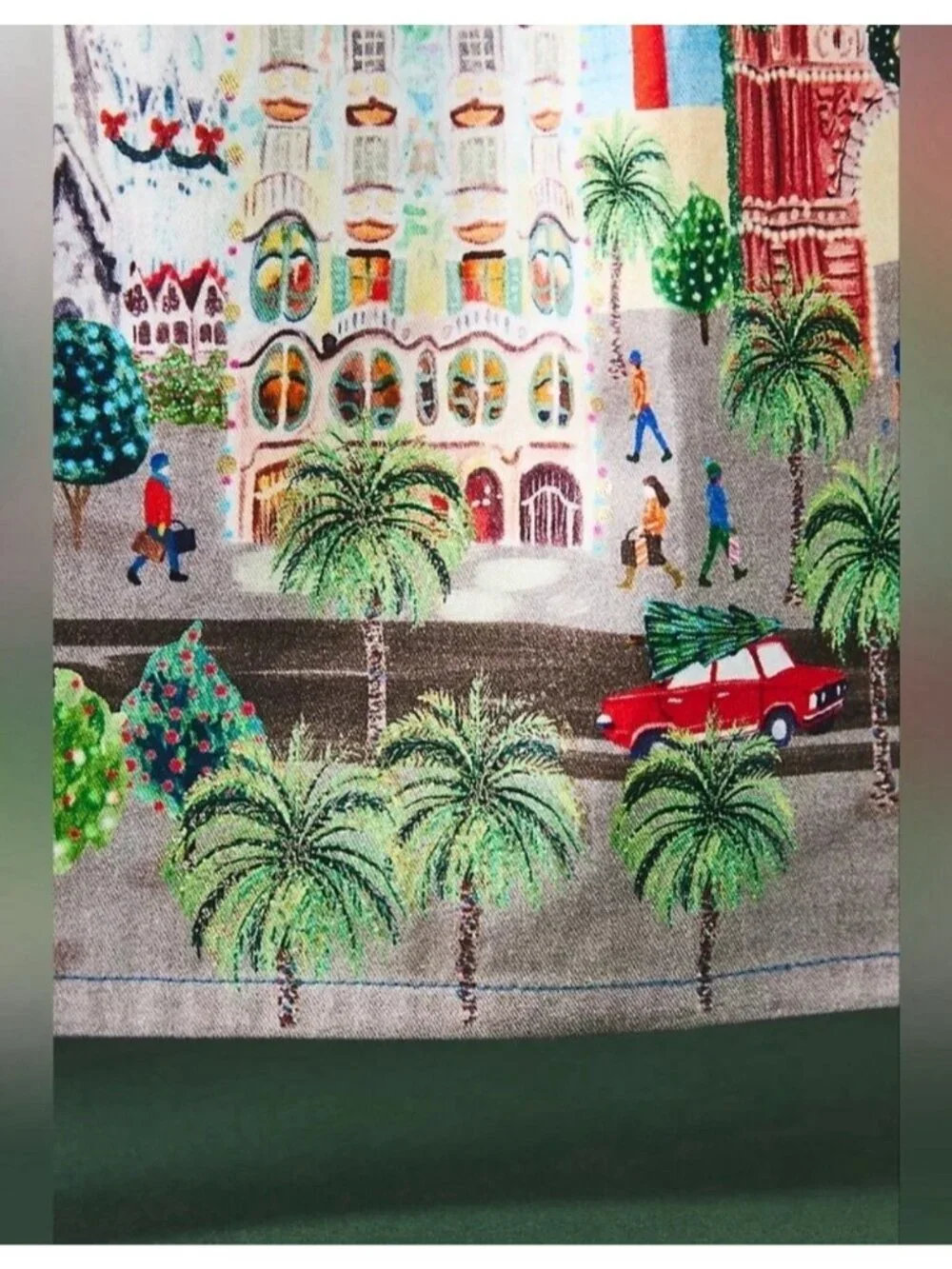 Anthropologie Holiday in the City Barcelona Dish Towel Cotton 28x 21” Brand NEW